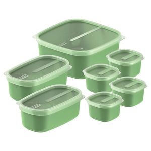 Jogo de 7 Potes MixColor (3,4L/650ml/150ml) Polipropileno Verde Sálvia Tampa Transparente 25499209 - Tramontina