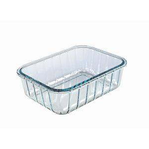Pote 1L Oceani Retangular Vidro com Tampa Plástica Natural 8250 - Vitazza
