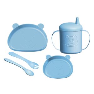 Super Kit para Alimentação Infantil B&M Ursinho Azul 5 Peças BM2134 - Monte Líbano