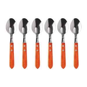 Kit 6 Colheres de Mesa Inox Cabo Madeira 18,9x3,9cm CK5801 - Clink