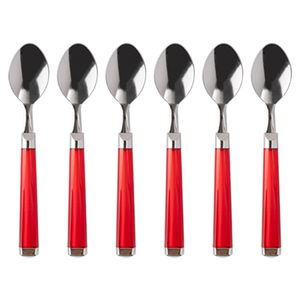 Kit 6 Colheres de Sobremesa Siena Inox Cabo Plástico Vermelho 15,2x2,9cm CK5847 - Clink
