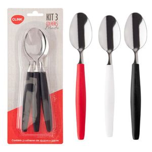 Kit 3 Colheres de Mesa Madri Inox Cabo Plástico Sortido 19,9x3,5cmcm CK5853 - Clink