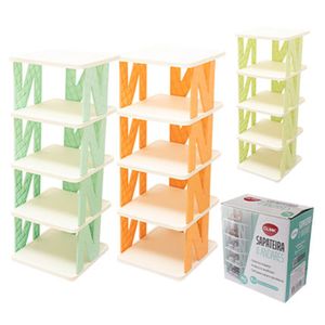 Sapateira 4 Andares Suporta 4 Kg Polipropileno Sortido 26x24x65cm CK6140 - Clink