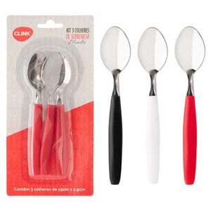 Kit 3 Colheres de Sobremesa Madri Inox Cabo Plástico Sortido 15x2,9cm CK5854 - Clink