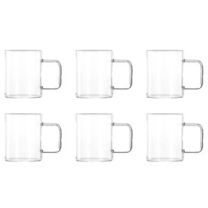 Conjunto 6 Xícaras 220ml Vidro 8,1x8,1x6,5cm F0320 - Flashgoods