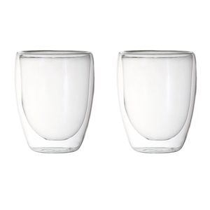 Conjunto 2 Copos Flux 380ml Parede Dupla Vidro Borossilicato 8x8cm F0552 - Flashgoods