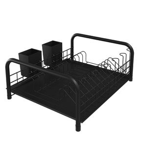 Escorredor Tubular Firenze Com Porta Talheres E Bandeja Plástico Black 1485TBL - Stolf