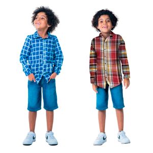 Camisa Infantil Junina Poliéster Xadrez Sortida XIS1012 - Toymaster