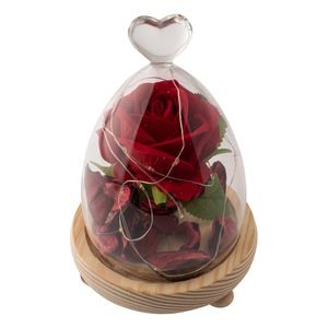 Flor Eterna Vermelha Com 20 Led's À Pilha Aaa (não Inclusa) E Cúpula de Vidro Ø10x18cm Ref.LM3644 honeyhome