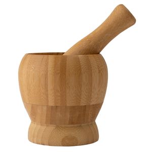 Pilão E Socador de Alho Bambu 10x10cm -  honeyhome