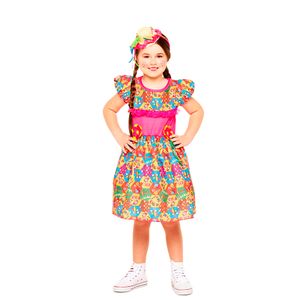 Vestido Junino Infantil Estampa Sanfoneira Tamanho GG JN7045GG - Fantasias Super