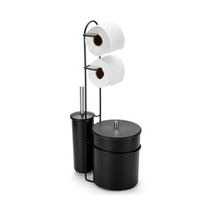 Suporte Chão Com Lixeira 5L, Porta Papel Higiênico Duplo e Escova Sanitária Black 2611 - Arthi
