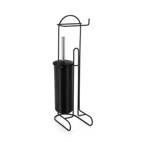 Suporte Chão Para 4 Papéis Higiênicos Com Escova Sanitária Black 2610 - Arthi