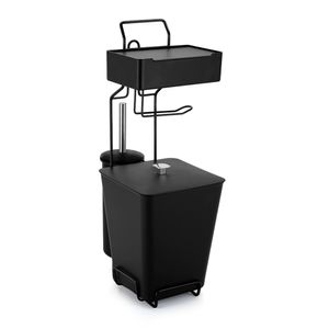 Suporte Papel Higiênico Com Lixeira 7l E Escova Sanitária Black Ref.2612 Arthi