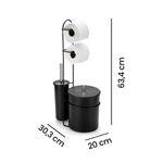 Suporte_Chão_Com_Lixeira_5l,_Porta_Papel_Higiênico_Duplo_E_Escova_Sanitaria_Black_Ref.2611_Arthi