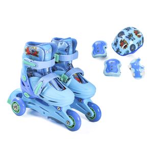 Patins Inline Tam 28-31 com Kit Proteção Poliéster Stitch PVC EVA e Ferro DIS0500 - Disney