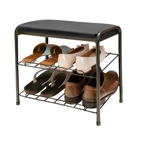 Banco Sapateira Dupla em Aço Preto 40x48x27cm PR191 - Utimil