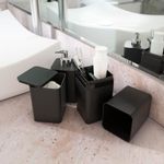 Kit_3_Peças_Para_Banheiro_(dispenser,_Porta_Escova_E_Porta_Algodão)_Smile_Polipropileno_Preto_Ref.1529P_Stolf