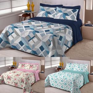 Edredom Casal Soft Dupla Face Rolinho 100% Poliéster Estampado Sortido 190x220cm AC2476 - Arte & Cazza