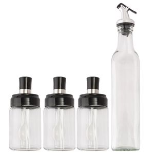 Conjunto Potes Para Tempero Vidro E Plástico 4 peças LM2085 - honeyhome