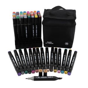 Kit 48 Canetas Marcadoras Ponta Dupla Art Marker Com Bolsa Organizadora Plástico Ref.127183 Magic