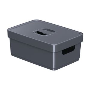 Caixa Organizadora Flat Com Tampa Chumbo 25,2x17,5x10,7cm Ref.502012086 Nitron
