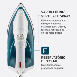 Ferro de Passar a Vapor F32 Azul/Branco 1200W 127V 7502001 - Mondial