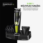 Aparador_de_Pelos_Supergroom_Bg04_Preto/verde_6w_Bivolt_Ref.7641001_Mondial