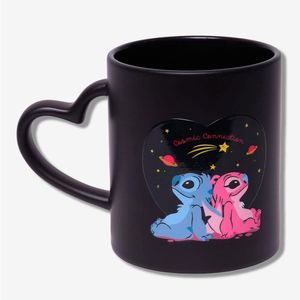 Caneca Magic Coração 300ml Stitch e Angel Namorados Porcelana Preta 10026508 - Zona Criativa