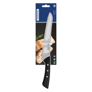 Faca para Pão Solutta com Lâmina em Aço Inox e Cabo em Policarbonato Preto 8" 24252108 - Tramontina