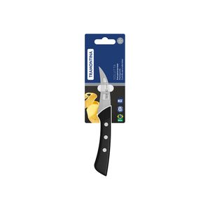 Faca Para Tornear Solutta Com Lâmina Em Aço Inox E Cabo Em Policarbonato Preto 3" Ref.24250103 Tramontina