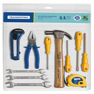 Kit Ferramentas 11 Peças Com Martelo, Trena, Alicate, Estilete E Chaves de Fenda 43409104 - Tramontina