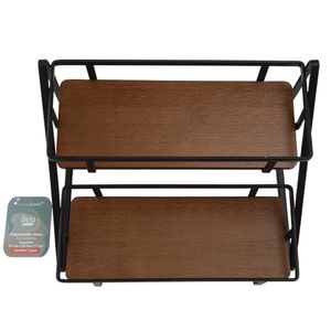 Organizador de Mesa com 2 Prateleiras Ferro e Bambu 26x20x17cm LM4267BEL - honeyhome