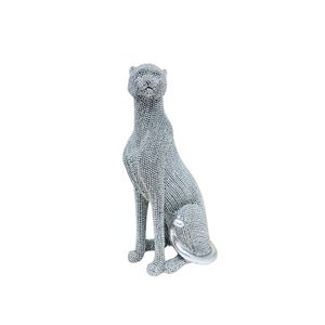 Estatueta Leopardo Sentado Diamond Resina BZ543591 - Brascontinental