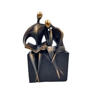 Estatueta Casal Abstrato Lendo Resina BZ597671 - Brascontinental