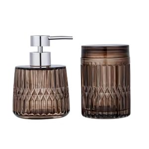 Kit Banheiro Dispenser e Porta Algodão Cinza em Vidro DB574351 - Brascontinental