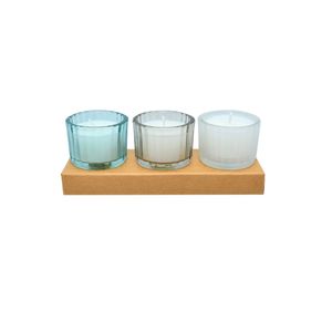 Trio Mini Velas Decorativas Vidro Azul EK561481 - Brascontinental