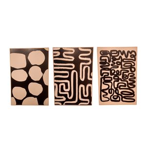 Conjunto Quadros Trio Abstratos MDF Marrom e Bege XF553321 - Brascontinental