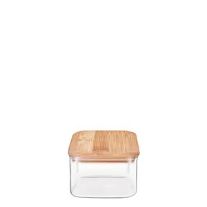 Pote Quadrado Vidro Borossilicato com Tampa Bambu 600ml 1090600 - Almix