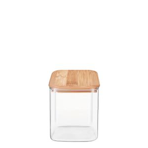 Pote Quadrado Vidro Borossilicato com Tampa Bambu 800ml 1090800 - Almix