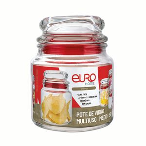 Pote de Vidro Multiuso Médio Vermelho 560ml VDR1044VM - Euro Home