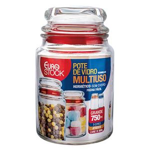 Pote de Vidro Multiuso Grande Vermelho 750ml VDR1082VM - Euro Home