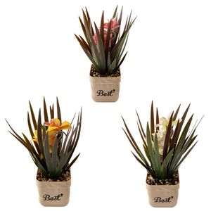 Vaso com Flores Artificiais Harmonia Plástico e Poliéster Sortido 7,5x7,5x25cm LM3798 - honeyhome