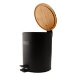 Lixeira_Pedal_Tampa_de_Bambu_Cesto_Removível_Preta_5L_25,5x20x25,5cm_LM4184MO_-_honeyhome