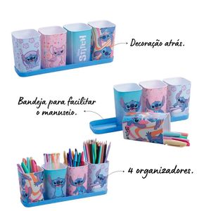 Porta Canetas Decorado Plástico Stitch 5 Peças 15897 - Plasútil