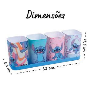 Porta Canetas Decorado Plástico Stitch 5 Peças 15897 - Plasútil