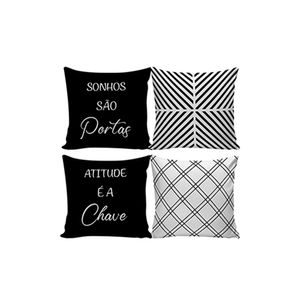 Kit Capa de Almofada Estampa Sonhos Microfibra Preto e Branco Sortido 40x40cm 2 Peças CAL112122 - Nsw