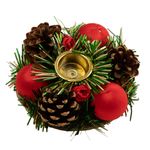 Castiçal_Com_Vela,_Pinha_E_Bolas_Natal_Madeira,_Espuma,_Plástico_9,5x9,5x4cm_Ref.LM3416NTL_honeyhome