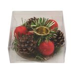 Castiçal_Com_Vela,_Pinha_E_Bolas_Natal_Madeira,_Espuma,_Plástico_9,5x9,5x4cm_Ref.LM3416NTL_honeyhome