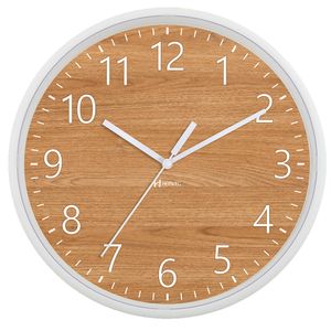 Relógio de Parede Quartz Marrom Madeira Detalhe Branco Ref.660135 - Herweg
